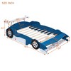 Twin/Full Size Race Car-Shaped Platform Bed with Wheels, Wood Bed Frame - ModernLuxe - 3 of 4