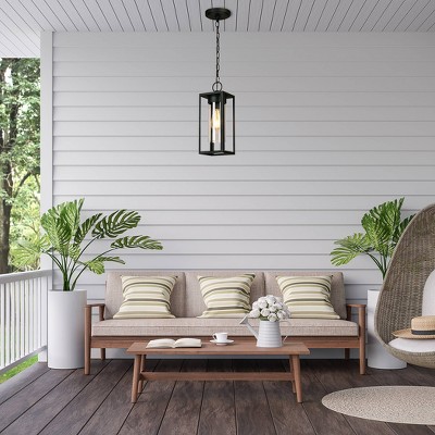 Walker Hill Matte Black 14.6" Vintage Outdoor Pendant Light
