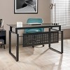 GDFStudio Phoenix Modern Tempered Glass Office Computer Desk, Black - 2 of 4