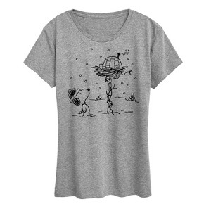 Women's - Peanuts - Snoopy Woodstock Igloo Short Sleeve Graphic T-Shirt - 1 of 4