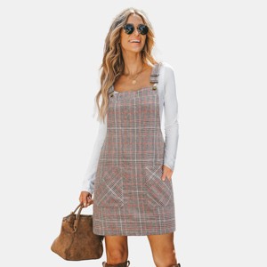 Women's Chic Plaid Suspender Mini Dress - Cupshe - 1 of 4