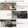 Coffee Table, Vintage Patchwork Craft Farmhouse Side Table, Octagonal Wooden Side Table, Cross Metal Legs for Living Room Bedroom Balcony Home Office - 4 of 4