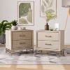 HOMES: Inside + Out Set of 2 Neovesi Wood Nightstands Boho Oak with 2 Drawers Walnut - 2 of 4