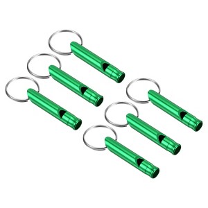 Unique Bargains Aluminum Alloy Camping Hunting Outdoor Survival Signal Whistles with Keychains 6 Pcs - 1 of 4