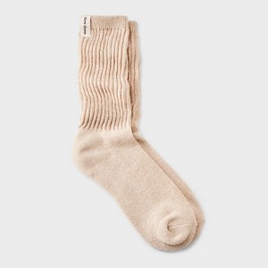 Women's Ultra Soft Ribbed Cushioned Slouch Crew Socks with Woven label - Auden™ 4-10 - 1 of 4