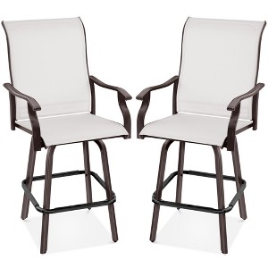 Best Choice Products Set of 2 Outdoor Swivel Bar Stools, Patio Barstool Chairs w/ 360 Rotation, All-Weather Mesh - 1 of 4
