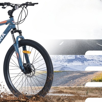 Infurnic Bicycles, 26 Inch Mountain Bike, 21-Speed MTB with Dual Suspension for Men and Women, Blue, 25.98"*41.73"*70.87"