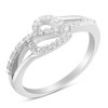 Silver 1/8 Cttw Diamond Open Heart Leaf Curvy Bypass Ring - 4 of 4