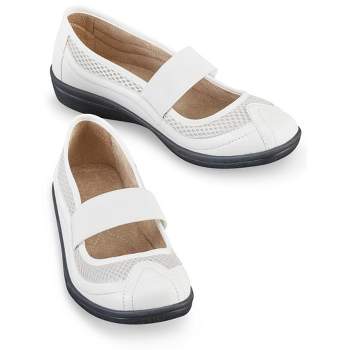 Collections Etc Sporty Stretch Strap Mary Jane Comfort Slip-on Shoes