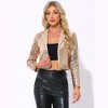 Allegra K Women's Sequin Party Lapel Collar Open Front Crop Sparkle Blazer - 4 of 4