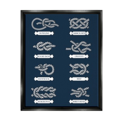 Stupell Industries Boating Knots Nautical Diagram Framed Floater Canvas Wall Art