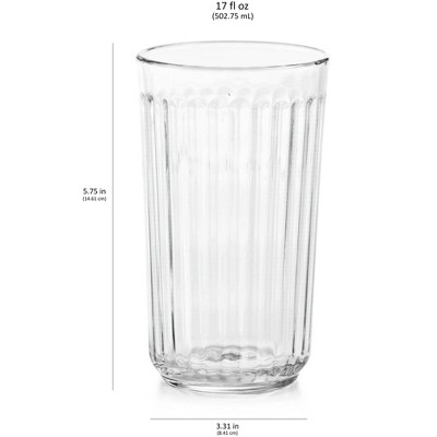 Libbey Paneled Tumbler Drinking Glasses, 17 ounce, Set of 6