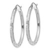 Black Bow Jewelry 3mm x 35mm 14k White Gold Textured Round Hoop Earrings - 2 of 4