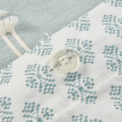 Aqua Cotton Jacquard King/California King Duvet Cover Set