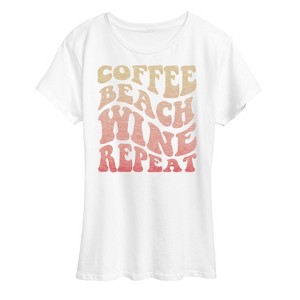 Women's - Instant Message - Coffee Beach Wine Repeat Short Sleeve Graphic T-Shirt - 1 of 4