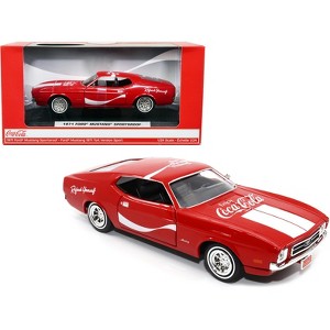 1971 Ford Mustang Sportsroof Red with White Stripes "Refresh Yourself - Coca-Cola" 1/24 Diecast Model Car by Motor City Classics - 1 of 4