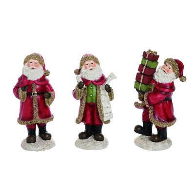 Transpac Resin 10 in. Multicolor Christmas Jolly Glitter Santa  Set of 3