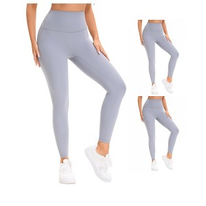 INSPIRE CHIC Women's 3 Packs High Waist Tummy Control Workout Running Leggings Soft Shapewear Pants - 1 of 4