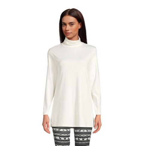 Lands' End Women's Petite Supima Cotton Turtleneck Tunic - X-small - Ivory  : Target