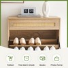 Natural Rattan Shoe Cabinet, 2 Flip Door Shoe Rack with a Drawer, Modern Freestanding Shoe Organizer - 4 of 4