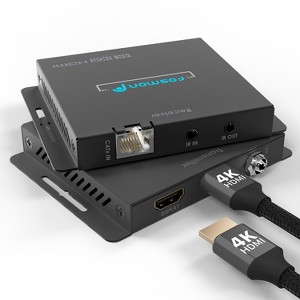 Fosmon 2-Port 4K HDMI Extender Splitter Over Cat6a/7 Ethernet Cable Up to 230ft, 1 in 2 Out HDMI Splitter with AC Adapter, POC, IR Remote Control - 1 of 4