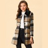 Allegra K Women's Buffalo Checks Winter Peter Pan Collar Long Plaid Coat - 2 of 4