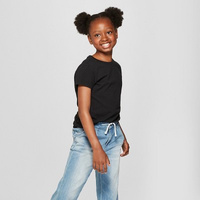 Girls' Short Sleeve T-shirt - Cat & Jack™ Black Xs : Target