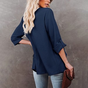 Clearlove Womens Blazer Jackets Roll Up Long Sleeve Open Front Loose Business Casual Coats with Pockets - 1 of 4