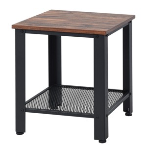 Tangkula Industrial Coffee End Table Bedside Nightstand with Shelf Black/Silver - 1 of 4