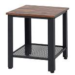 Tangkula Industrial Coffee End Table Bedside Nightstand with Shelf Black/Silver