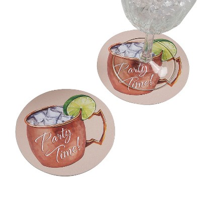 Fun Express 4" diam. Moscow Mule Party Time Disposable Cup Coasters - 12 Pc.