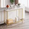 33.5 Inch Entrance Table,Sofa Table with Glass Shelf and Metal Frame Narrow Entrance Table - 4 of 4
