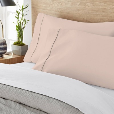 Blush Cotton Percale Standard Pillowcases, 400 Thread Count