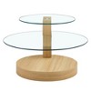 Grungis Artistic Double Layer Coffee Table with Marble and Wood Grain Collision,Density Board Sticker and Reinforced Glass for Dining Room - 3 of 4