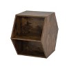 Okak 47.24" Modern Coffee Table Set of 2, Hexagonal Side Tables Nightstand Burmese Sumac for Living Room Office Balcony Yard, Antique brown - 3 of 4