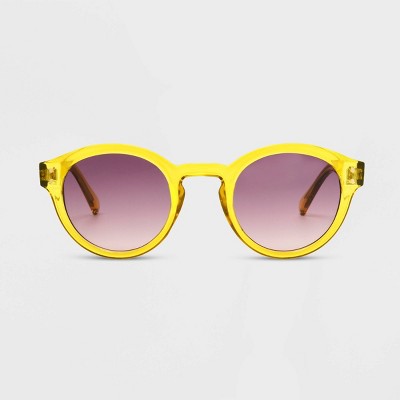 Women&#39;s Shiny Plastic Round Sunglasses with Gradient Lenses - Universal Thread&#8482; Yellow
