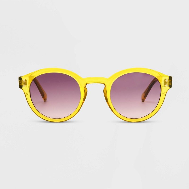 Women&#39;s Shiny Plastic Round Sunglasses with Gradient Lenses - Universal Thread&#8482; Yellow, 1 of 4