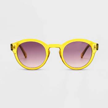 Women's Shiny Plastic Round Sunglasses with Gradient Lenses - Universal Thread™ Yellow