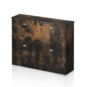 ChicFurnit Shoe Racks 4 Flip Drawers Shoe Cabinet Flip Drawer Storage Dust Protected Freestanding Cabinet for Entryway, Brown, 40.3"*30.9"*9.4" - 1 of 4