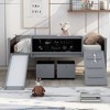 Twin Size Loft Bed with Slide, Storage Boxes, Climbing Frame and Double-Sided Chalkboard, Solid Wood Bed Frame for Kids - HABITRIO - 2 of 4