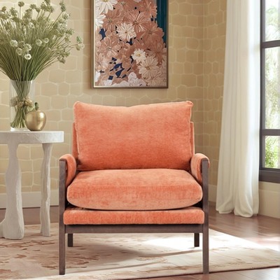 GDFStudio Forster Rubber Solid Wood Velvet Upholstered Accent Chair