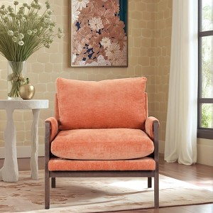 GDFStudio Forster Rubber Solid Wood Velvet Upholstered Accent Chair - 1 of 4