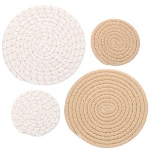 Unique Bargains Indoor Non-slip Absorbent Cotton Rope Plant Saucers Set of 4 - 1 of 4