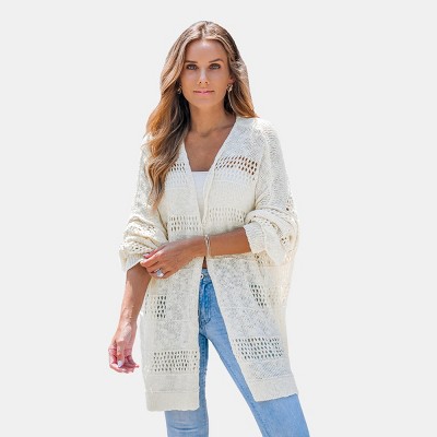 Women's Long Cutout Open Front Lightweight Cardigan - Cupshe