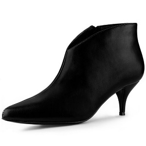 Allegra K Women's V-Shape Cutout Pointy Toe Stiletto Heels Ankle Booties - 1 of 4