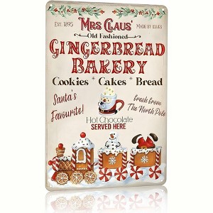 Lomsoe Vintage Christmas Decor Gifts Rustic Christmas Mrs Claus Old Fashioned Gingerbread Bakery Tin Sign 8 x 12 inches - 1 of 4