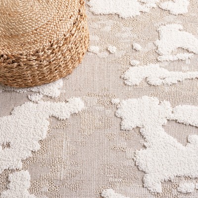 Ivory Geometric 54'' Synthetic Easy-Care Area Rug