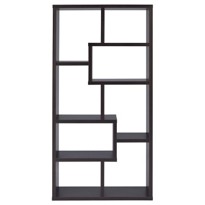 Contemporary Cappuccino 70.5" Asymmetrical Cube Bookcase