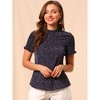 INSPIRE CHIC Women's Ruffle Neck Smocked Sleeves Polka Dots Blouse Top - 3 of 4