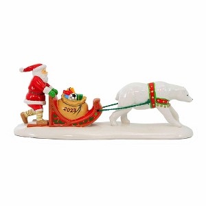 Department 56 Villages 3.5 Inch Santa Comes To Town 2023 Dated 2023 Santa Polar Bear Sled Village Figurines - 1 of 3